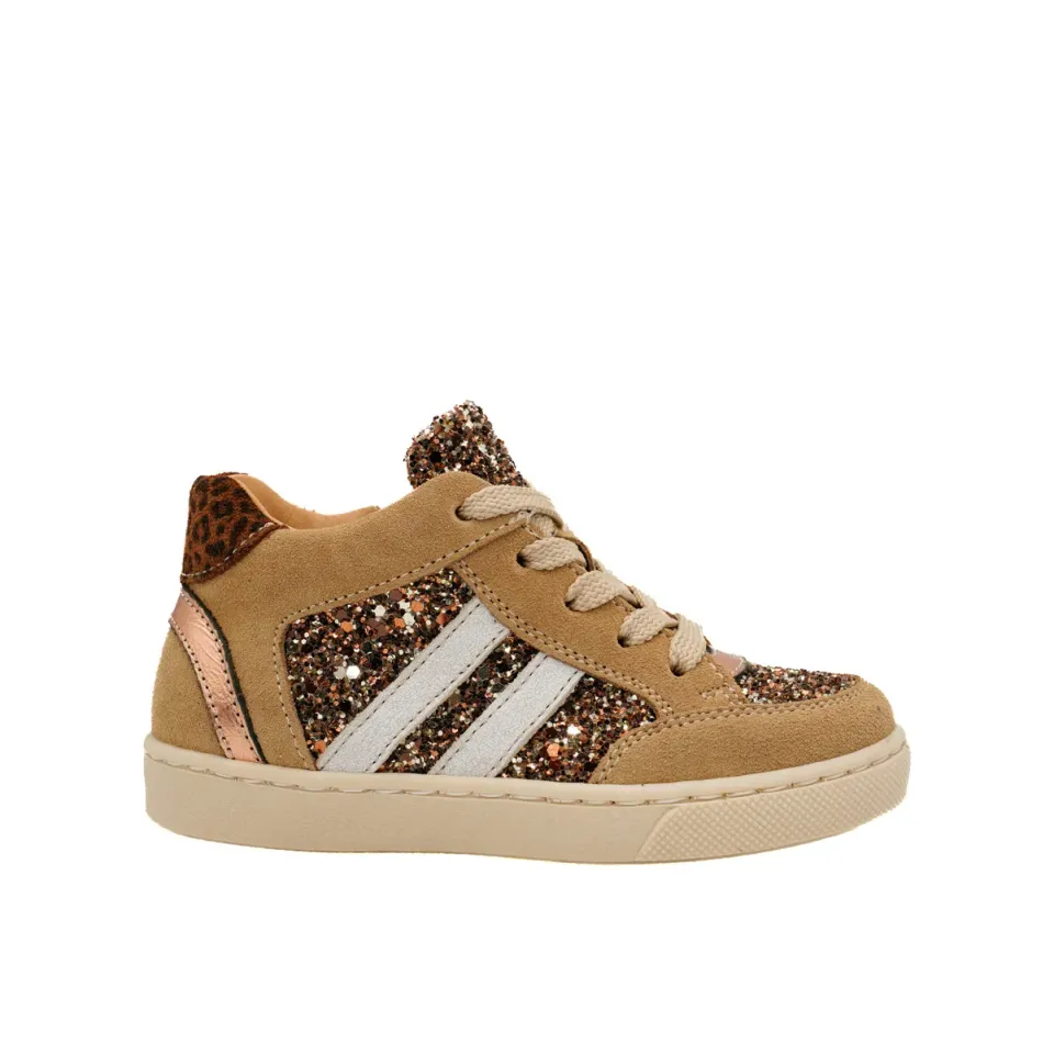 Babybotte Kolyne chaussure lacets marron paillettes