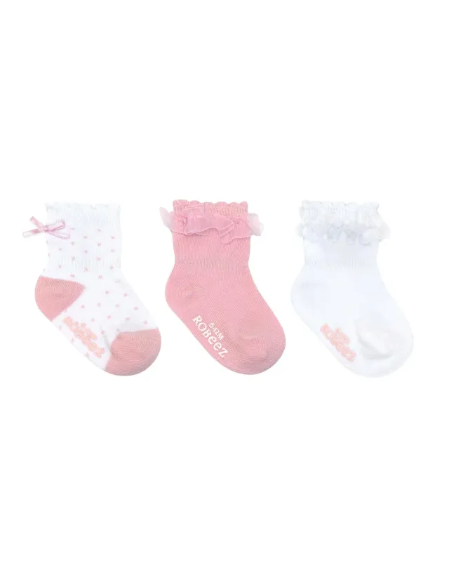 Robeez Baby Girl Socks chaussettes bébé lot de 3 rose