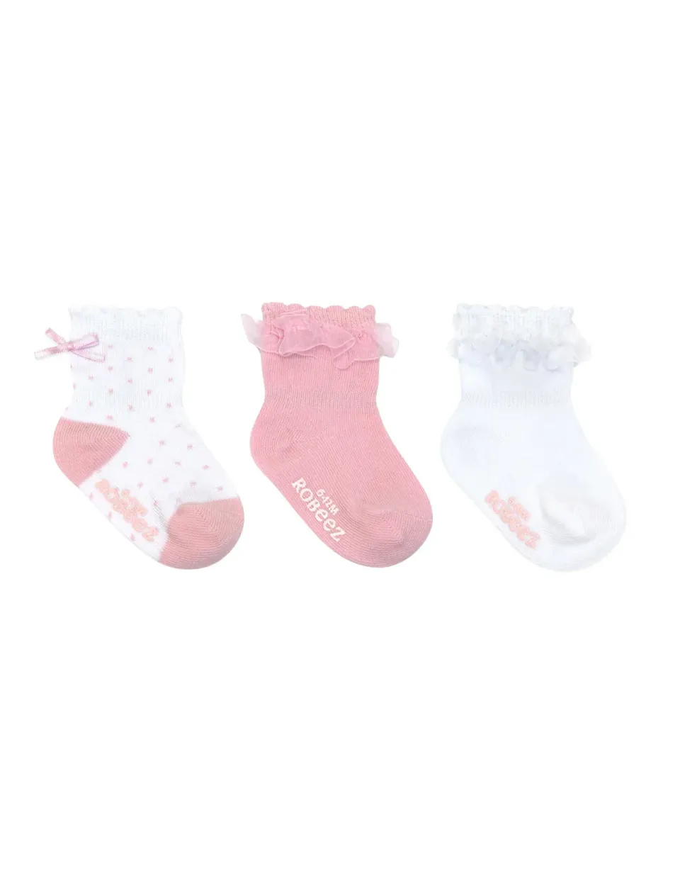 Robeez Baby Girl Socks chaussettes bébé lot de 3 rose