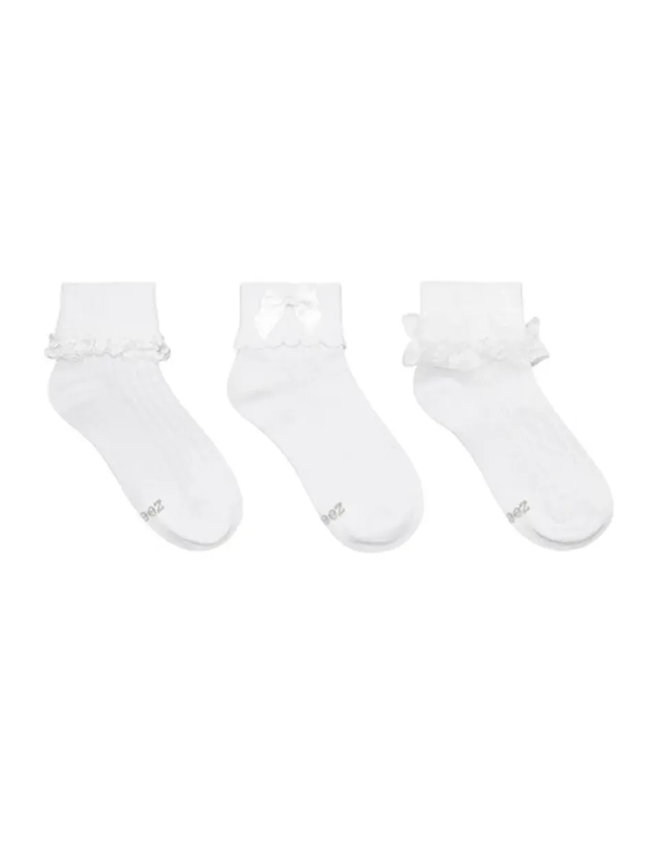 Robeez Classic Cuffed chaussettes à revers lot de 3 blanches
