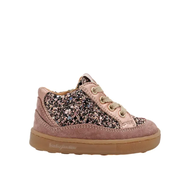 Babybotte Fernand chaussure naissance rose cuir pailleté