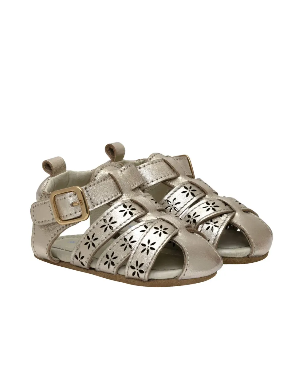 Robeez First Kicks Fleur sandales bébé doré cuir