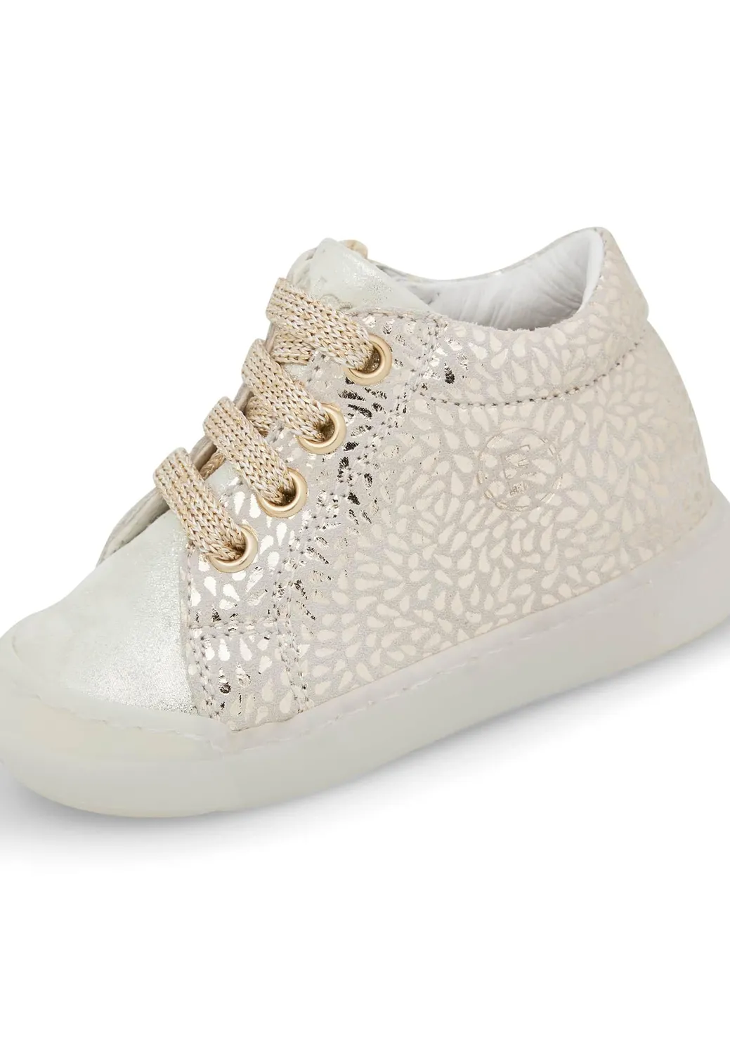 Falcotto baskets cuir lacets motif doré pailleté