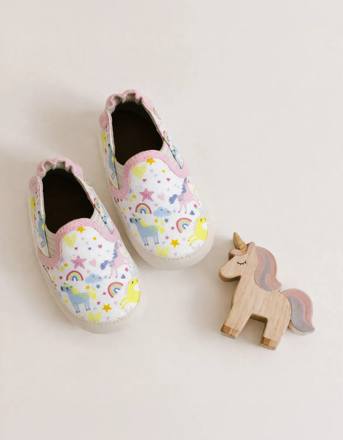 Robeez Soft Soles Mini Unicorn chaussons bébé blanc toile