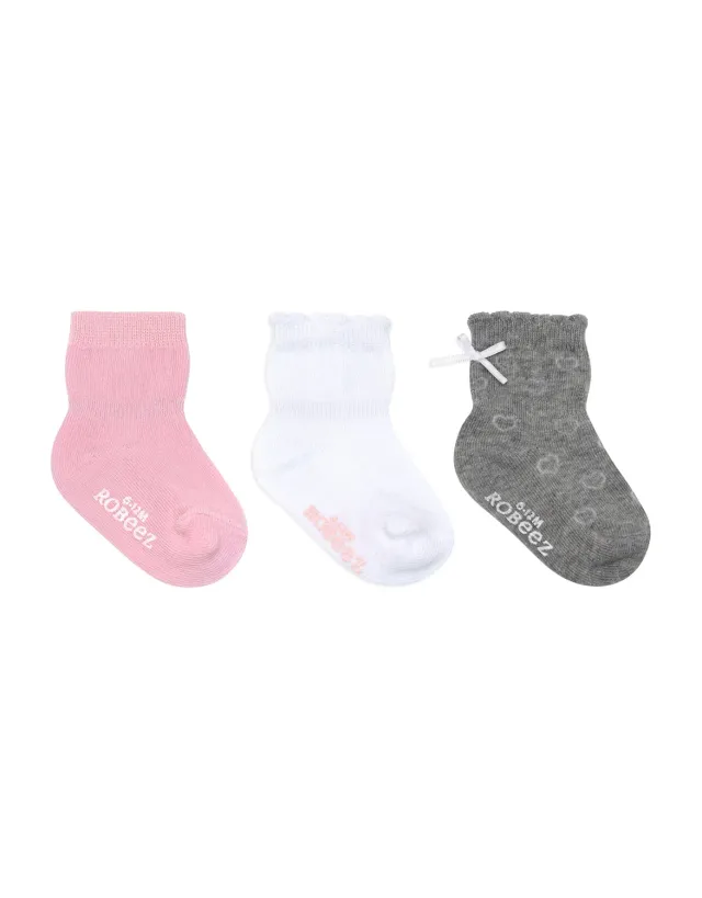 Robeez Girly Girl Basics chaussettes bébé 3 paires rose uni