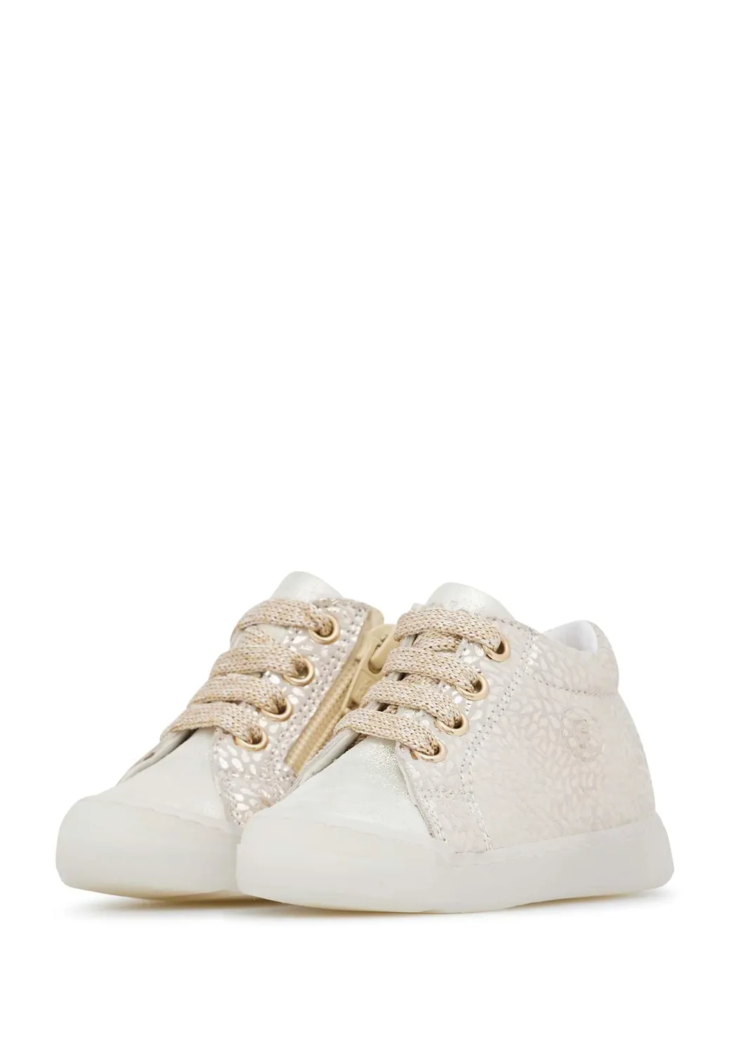 Falcotto baskets cuir lacets motif doré pailleté