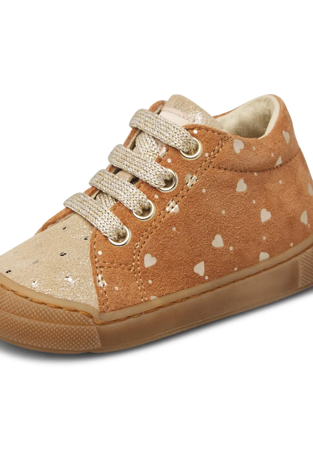 Falcotto baskets enfant suède coeurs zip lacets
