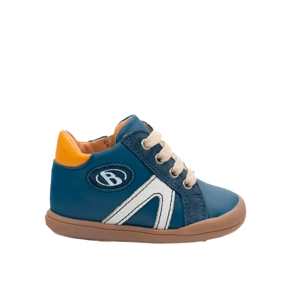 Babybotte B2 chaussure naissance bleu cuir lacets zip