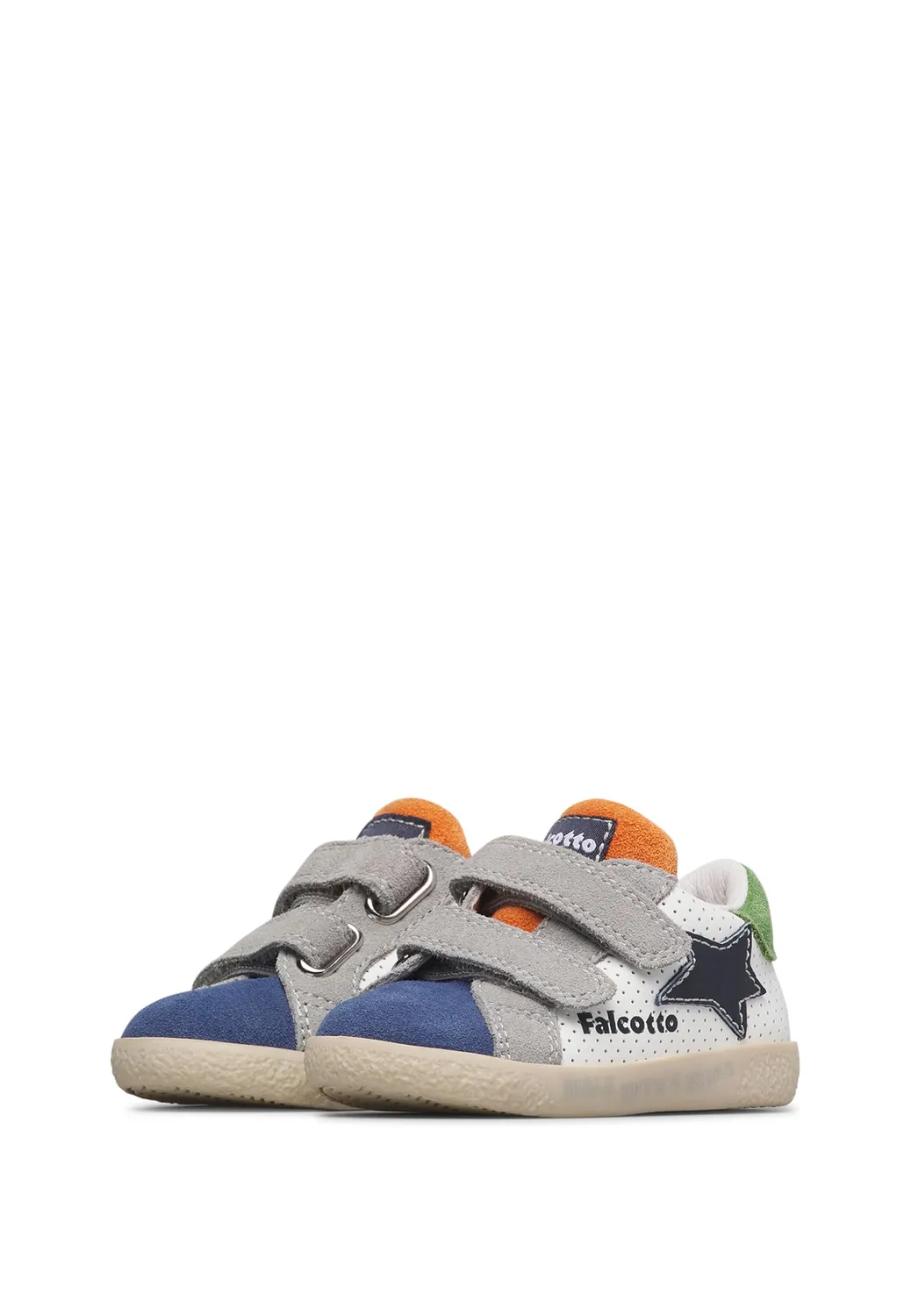 Falcotto baskets enfant cuir daim logo scratch