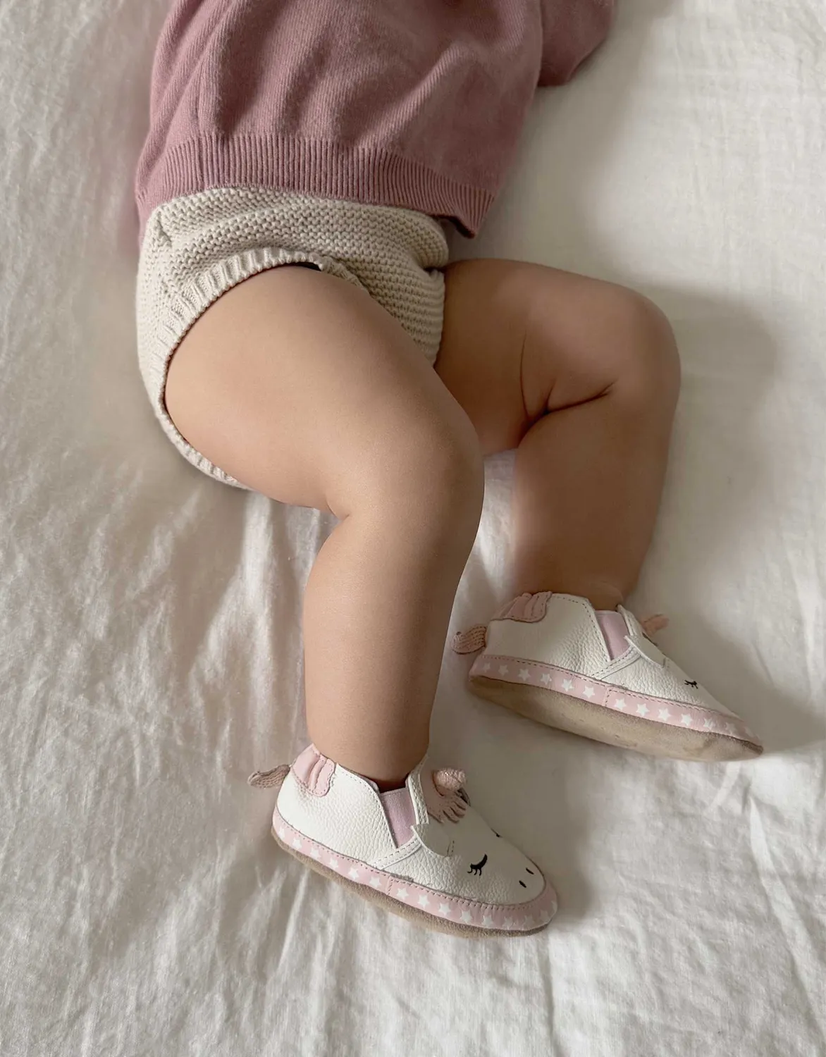 Robeez Soft Soles Evie chaussons bébé blanc licorne cuir