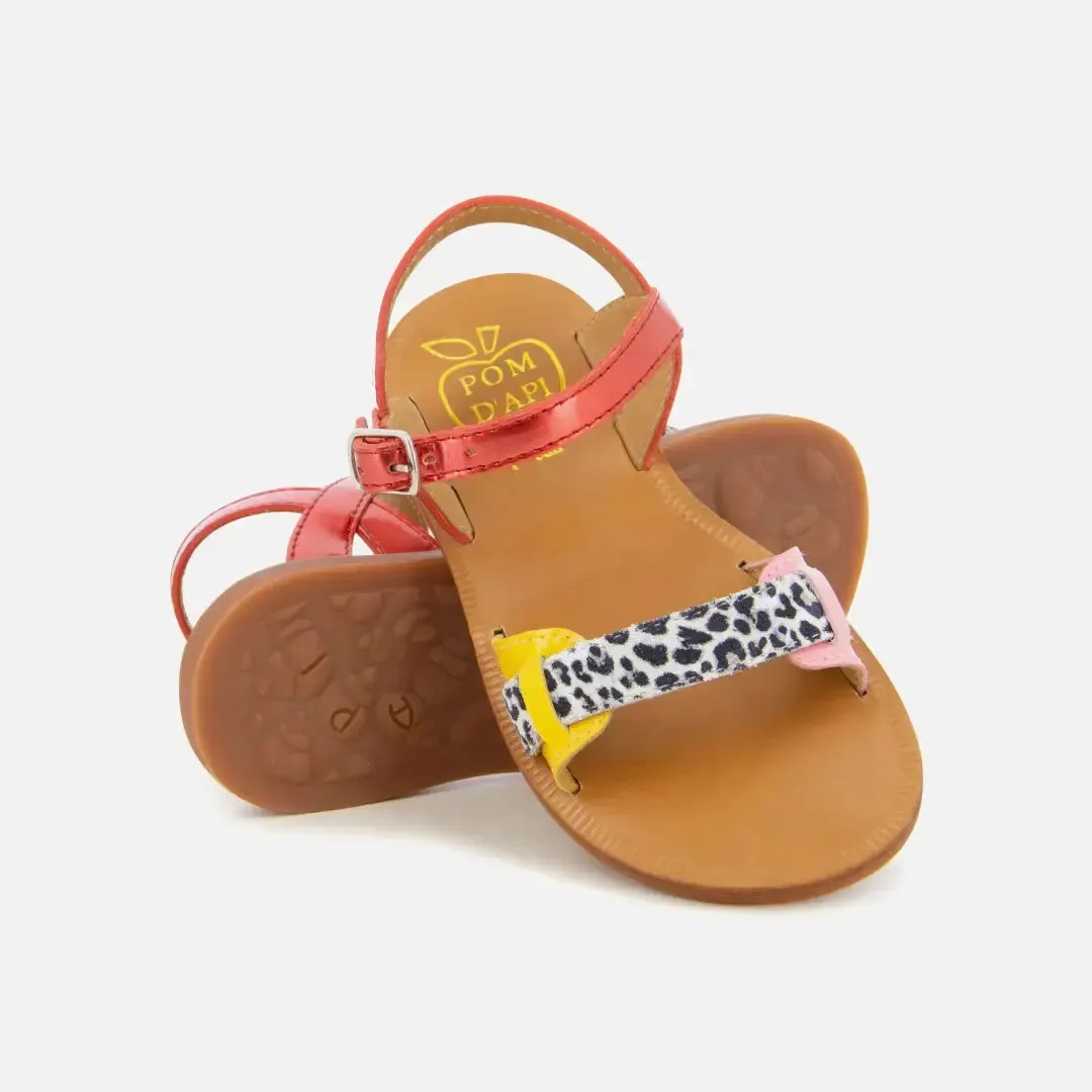 10is Plagette Avignon sandales cuir rouge à boucle
