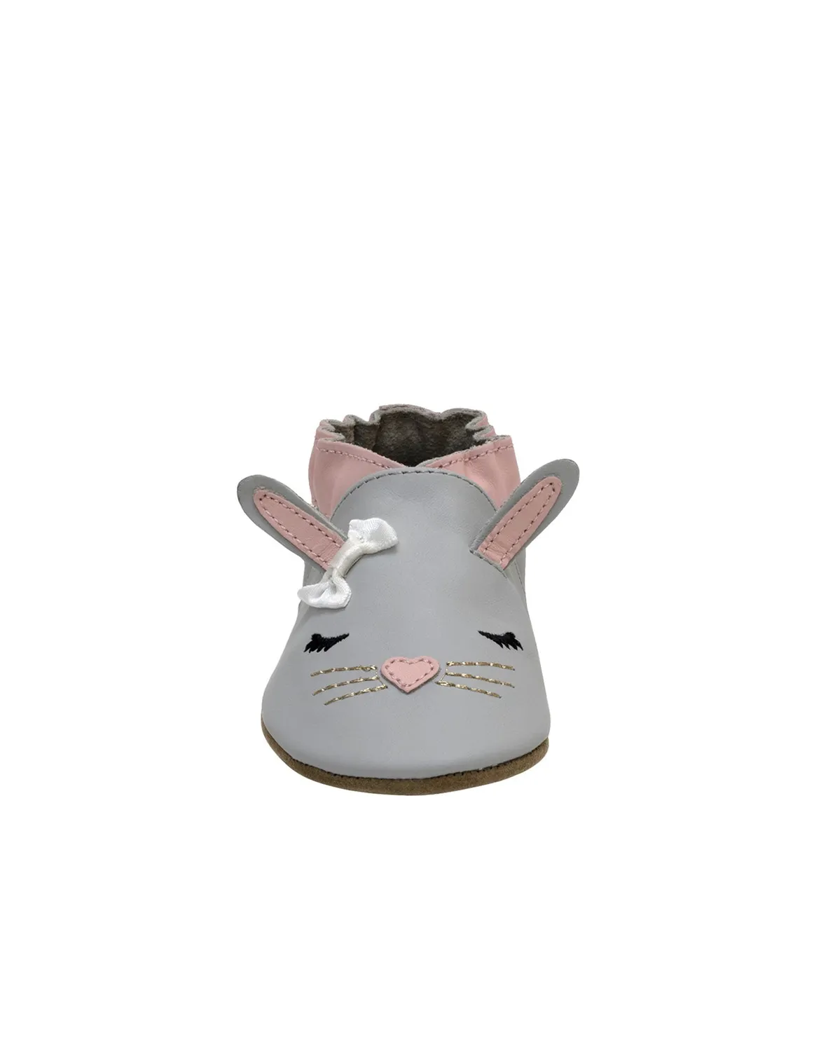 Robeez Soft Soles Heart Bunny chaussons bébé gris lapin