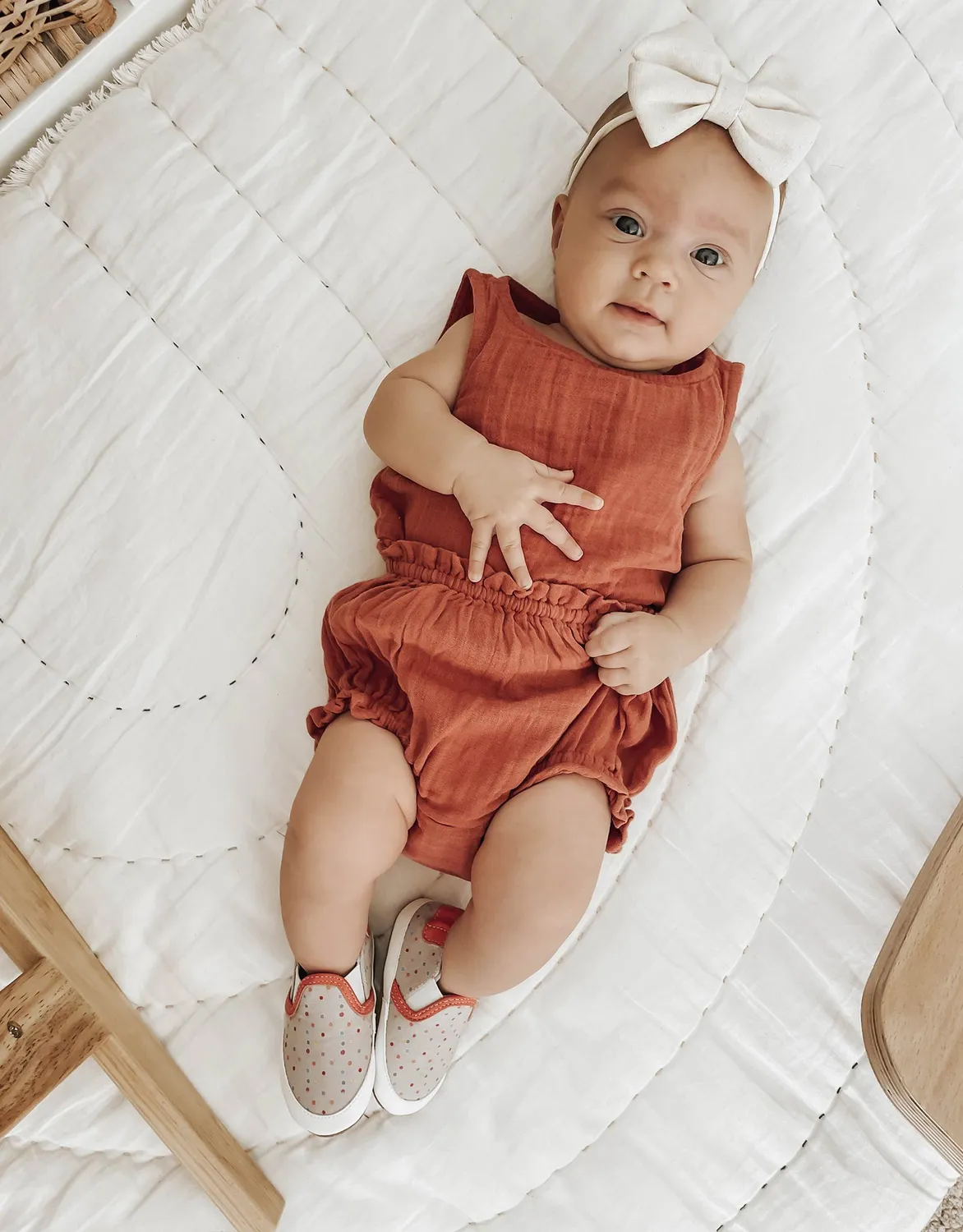 Robeez Soft Soles Polka Dot Polly chaussons pois toile