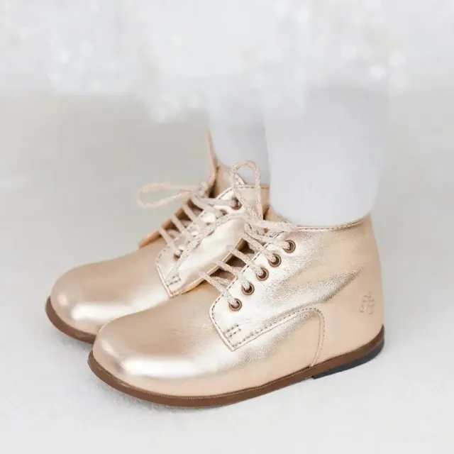 10is TC 1 DERBY chaussures premiers pas Copper cuir métallisé
