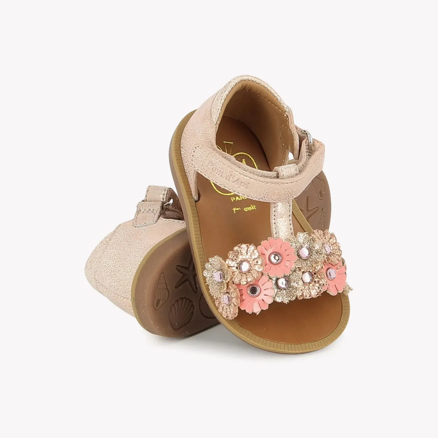 10is Poppy Strass Flowers sandales premiers pas fille