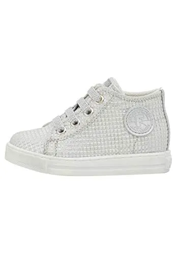 Falcotto Magic-Sneaker baskets en cuir lamé argent 23