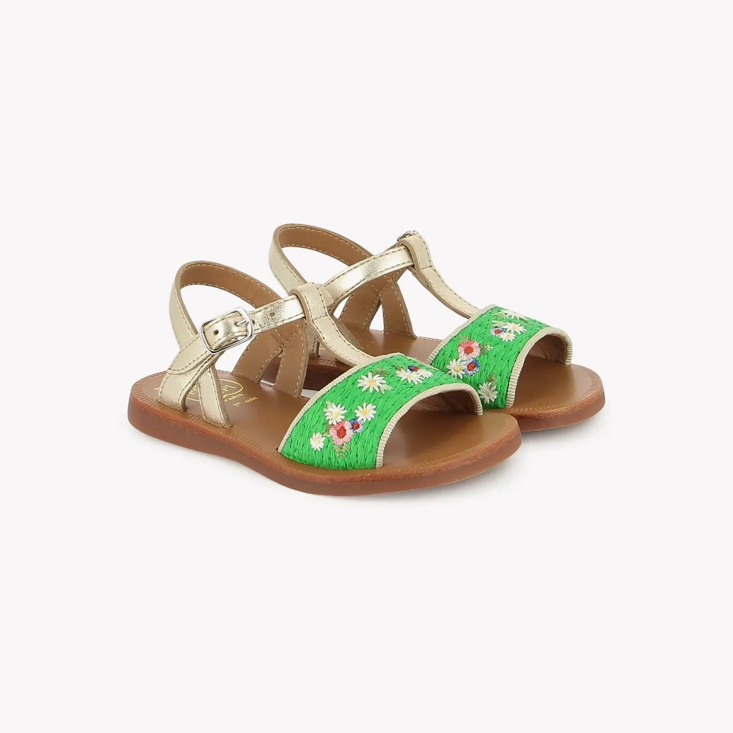 10is Plagette Raphia Brod sandales cuir fille