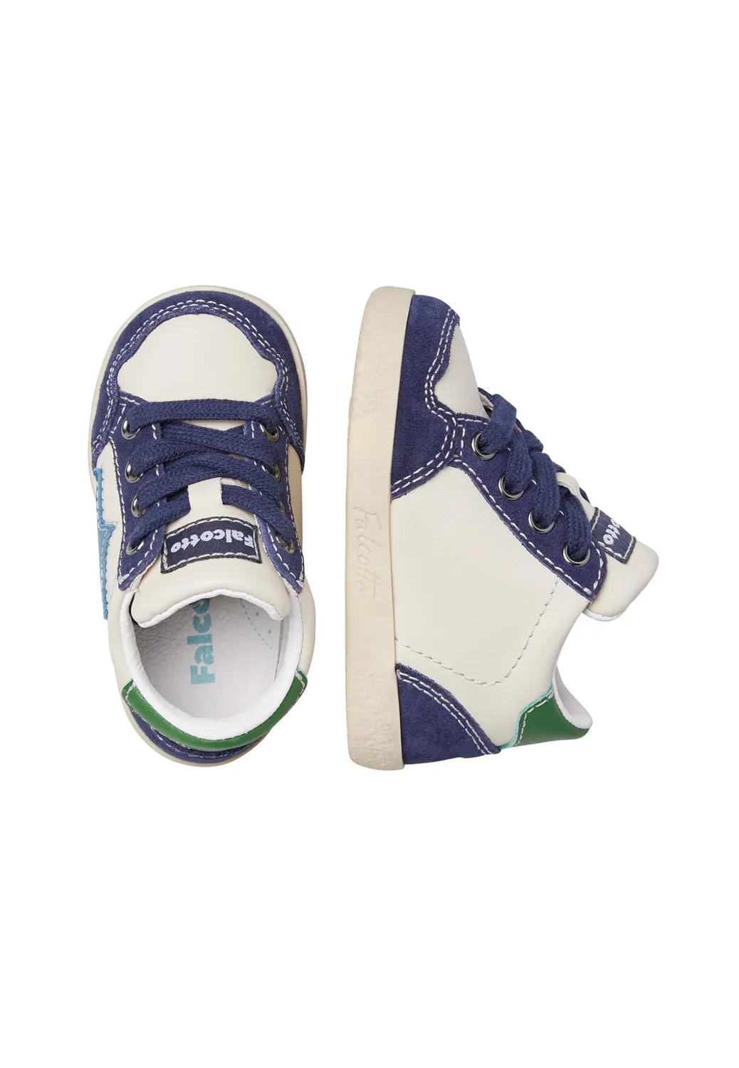 Falcotto baskets cuir daim étoile enfant lacets