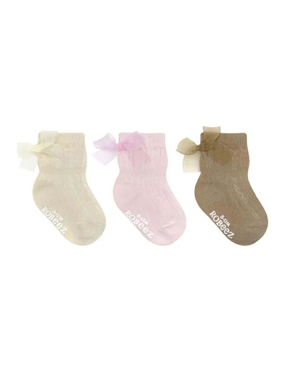 Robeez Marie's Cable Tops chaussettes bébé 3 paires neutre nœud