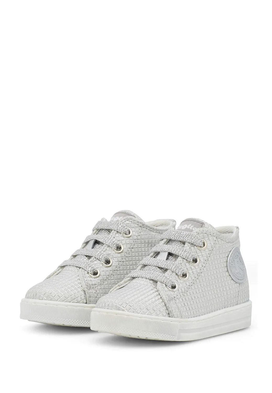Falcotto Magic-Sneaker baskets en cuir lamé argent 23