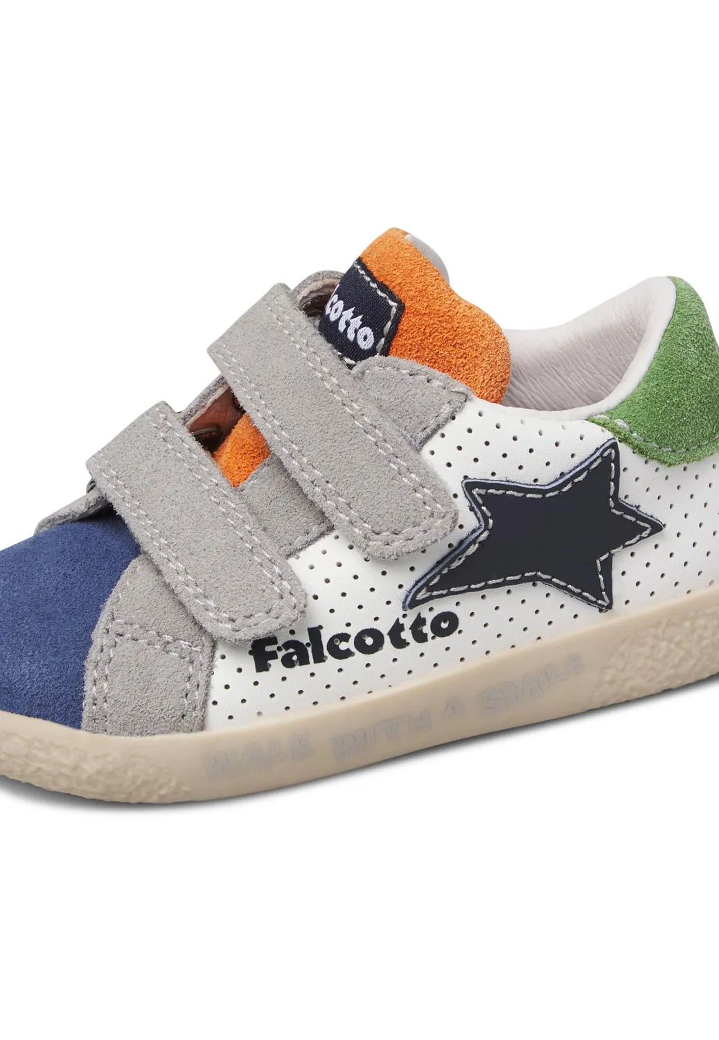 Falcotto baskets enfant cuir daim logo scratch