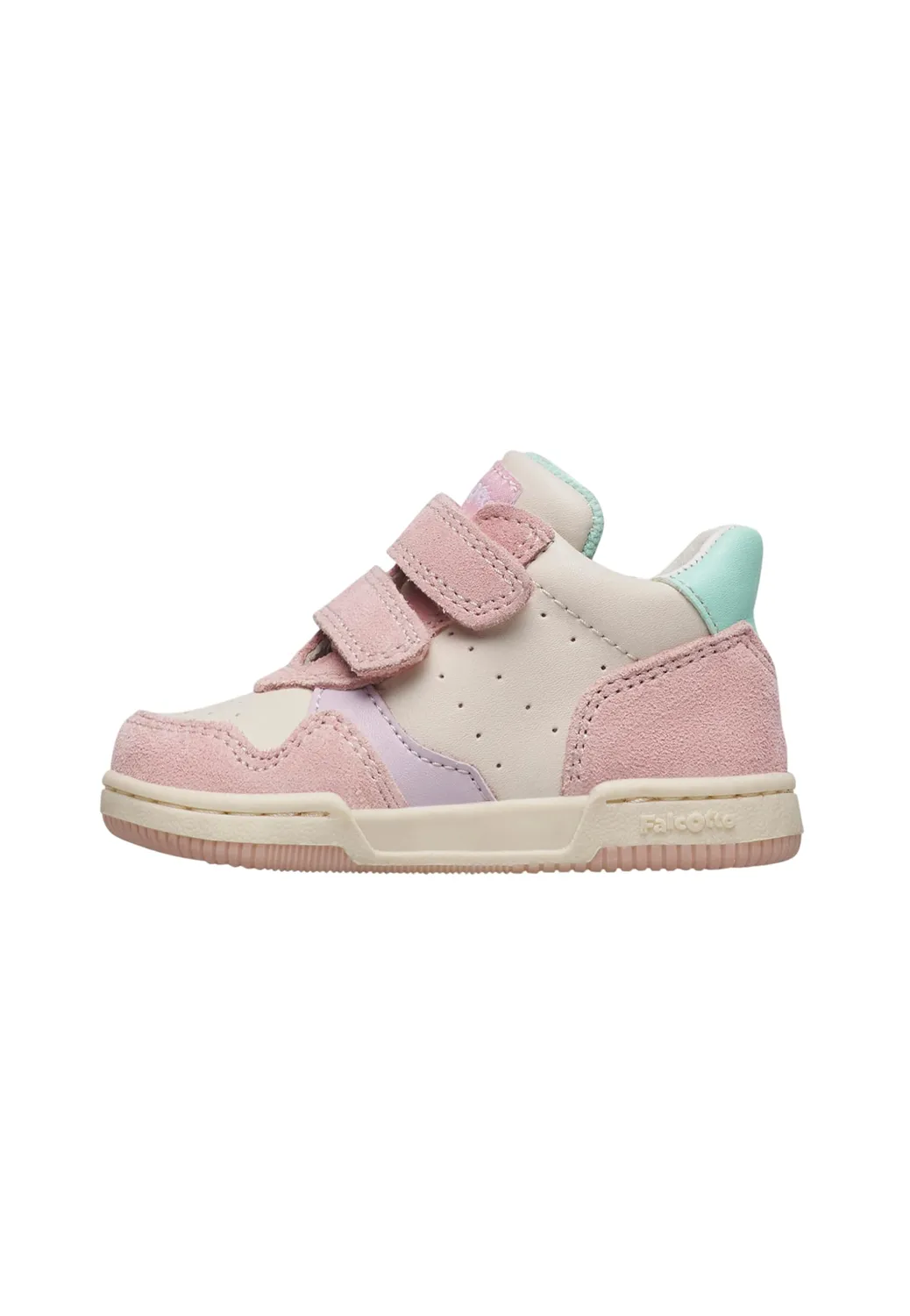 Falcotto Baskets Cuir Suède Enfant Double Velcro