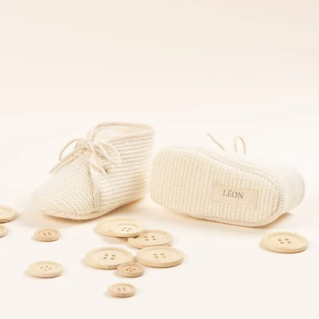 Le Petit Fils du Cordonnier Dandy Beige chausson bébé tricot