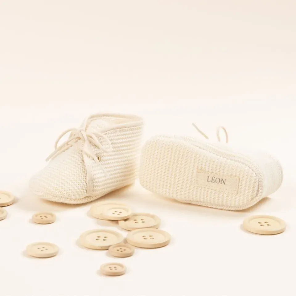 Le Petit Fils du Cordonnier Dandy Beige chausson bébé tricot