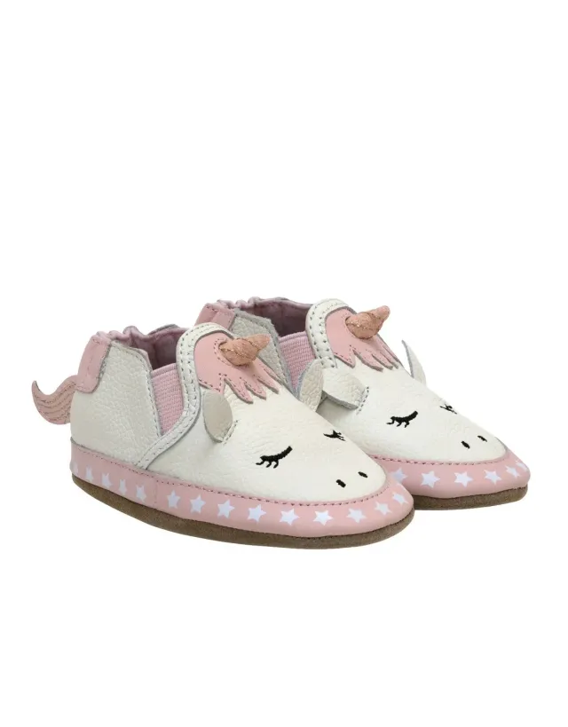 Robeez Soft Soles Evie chaussons bébé blanc licorne cuir