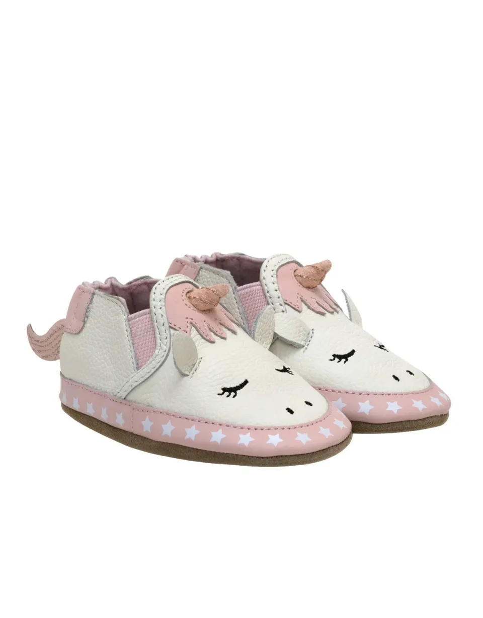 Robeez Soft Soles Evie chaussons bébé blanc licorne cuir