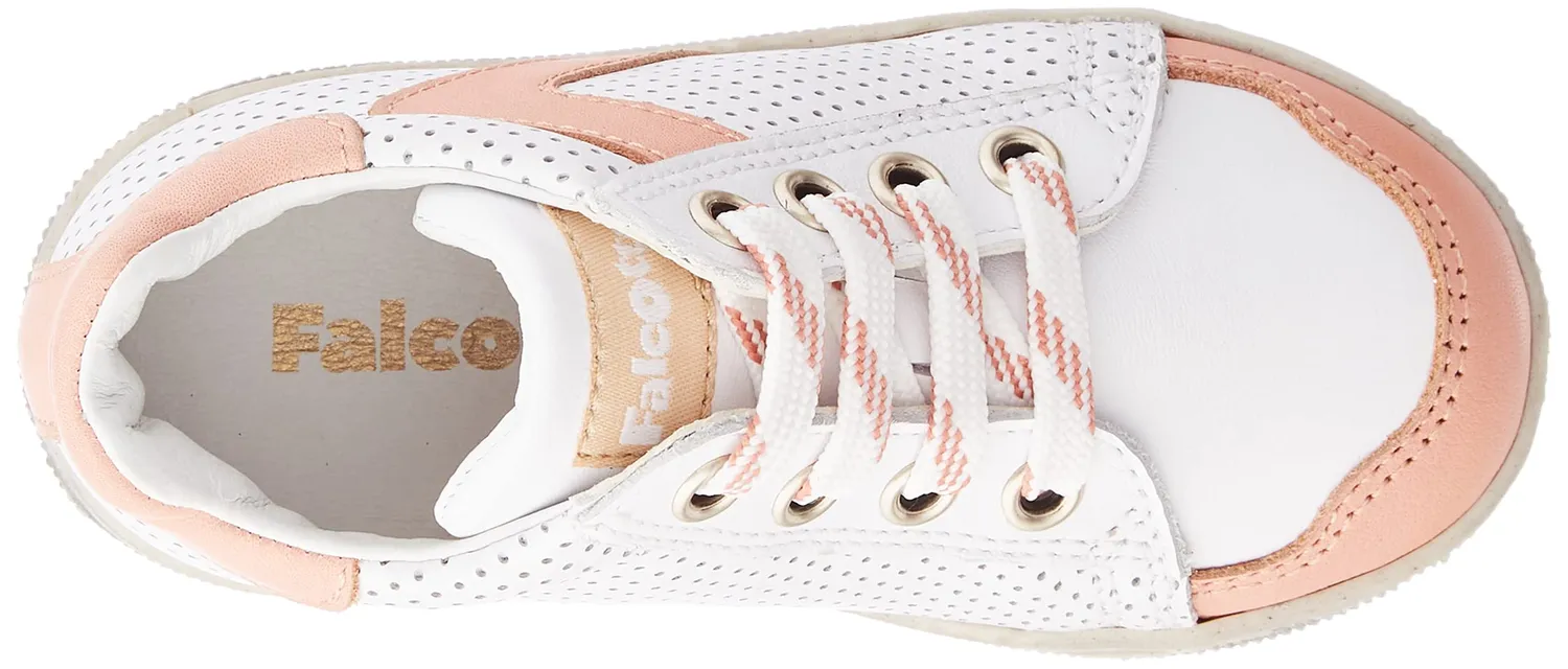 Falcotto Amornia baskets cuir blanc rose perforées