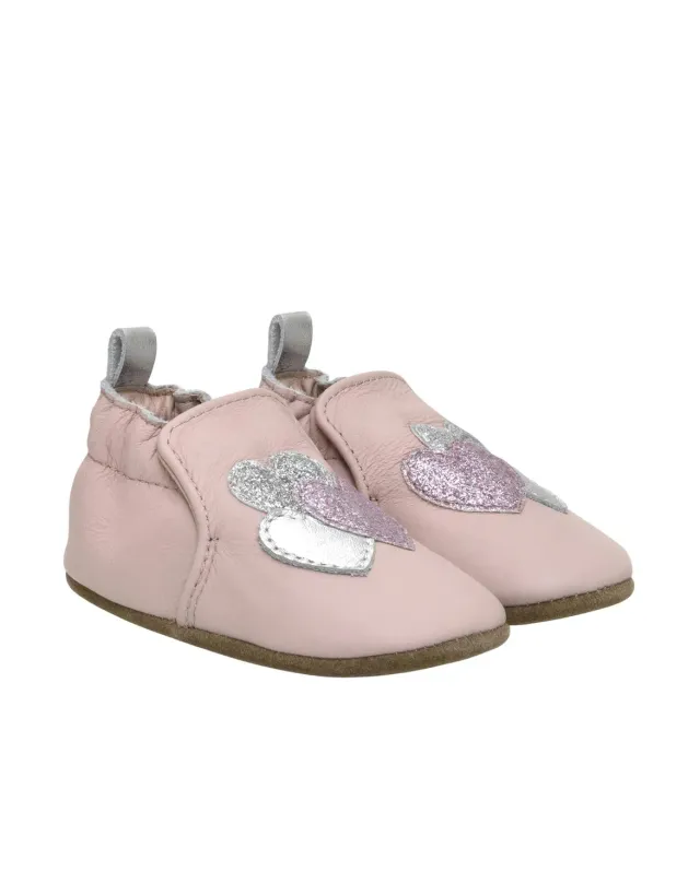 Robeez Soft Soles Heart Sparkle chaussons bébé rose cuir