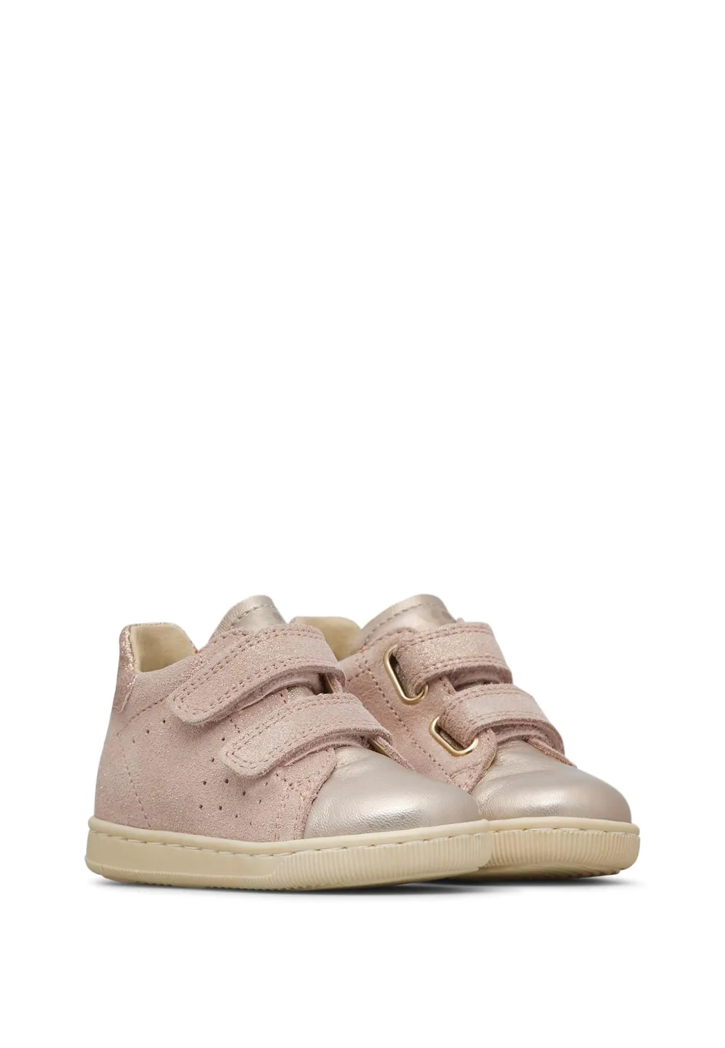 Falcotto baskets cuir suède cœurs velcro bébé