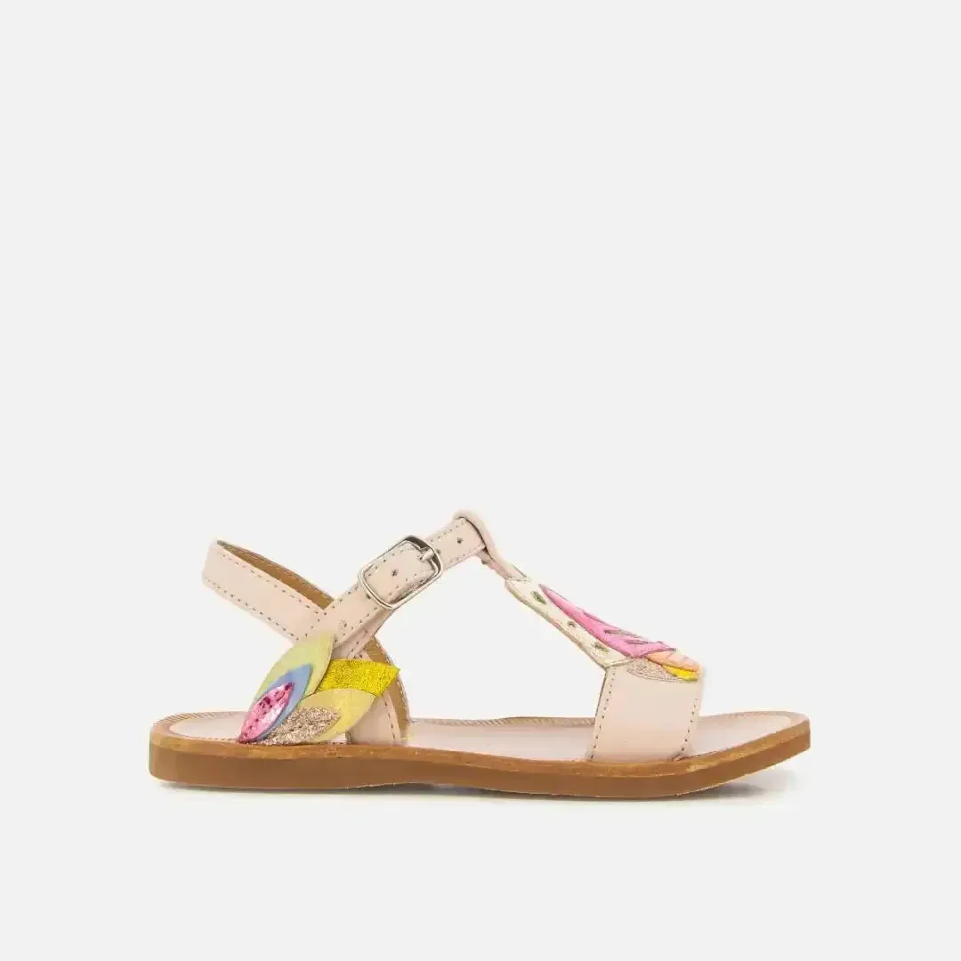 10is Plagette Papillon sandale fille cuir rose papillon