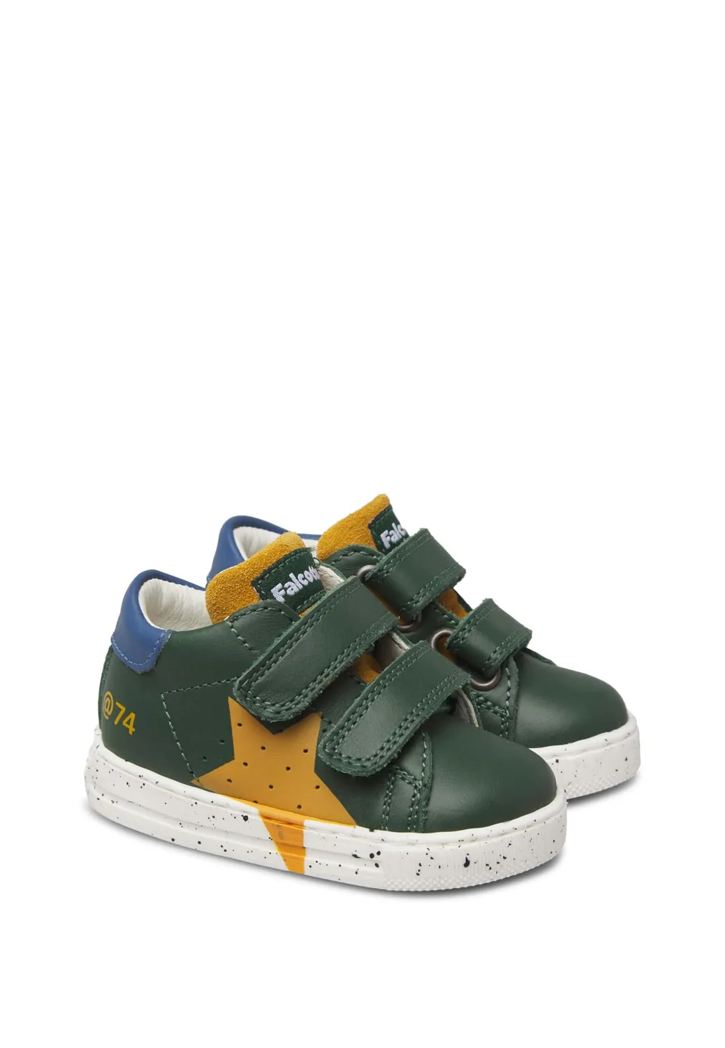 Falcotto baskets cuir et suède enfant étoile contrastée