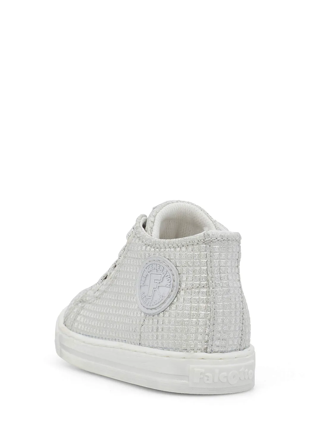 Falcotto Magic-Sneaker baskets en cuir lamé argent 23
