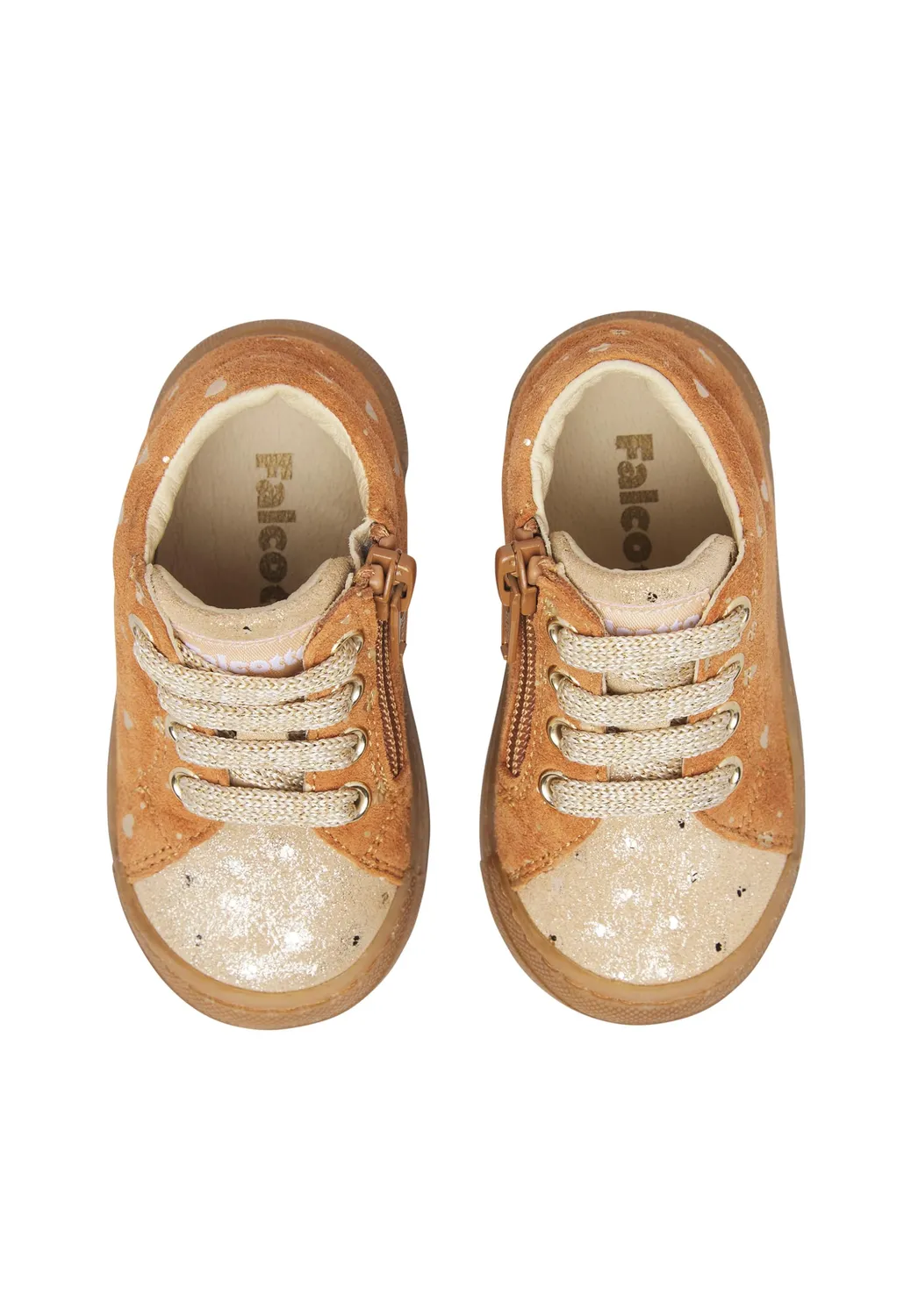 Falcotto baskets enfant suède coeurs zip lacets
