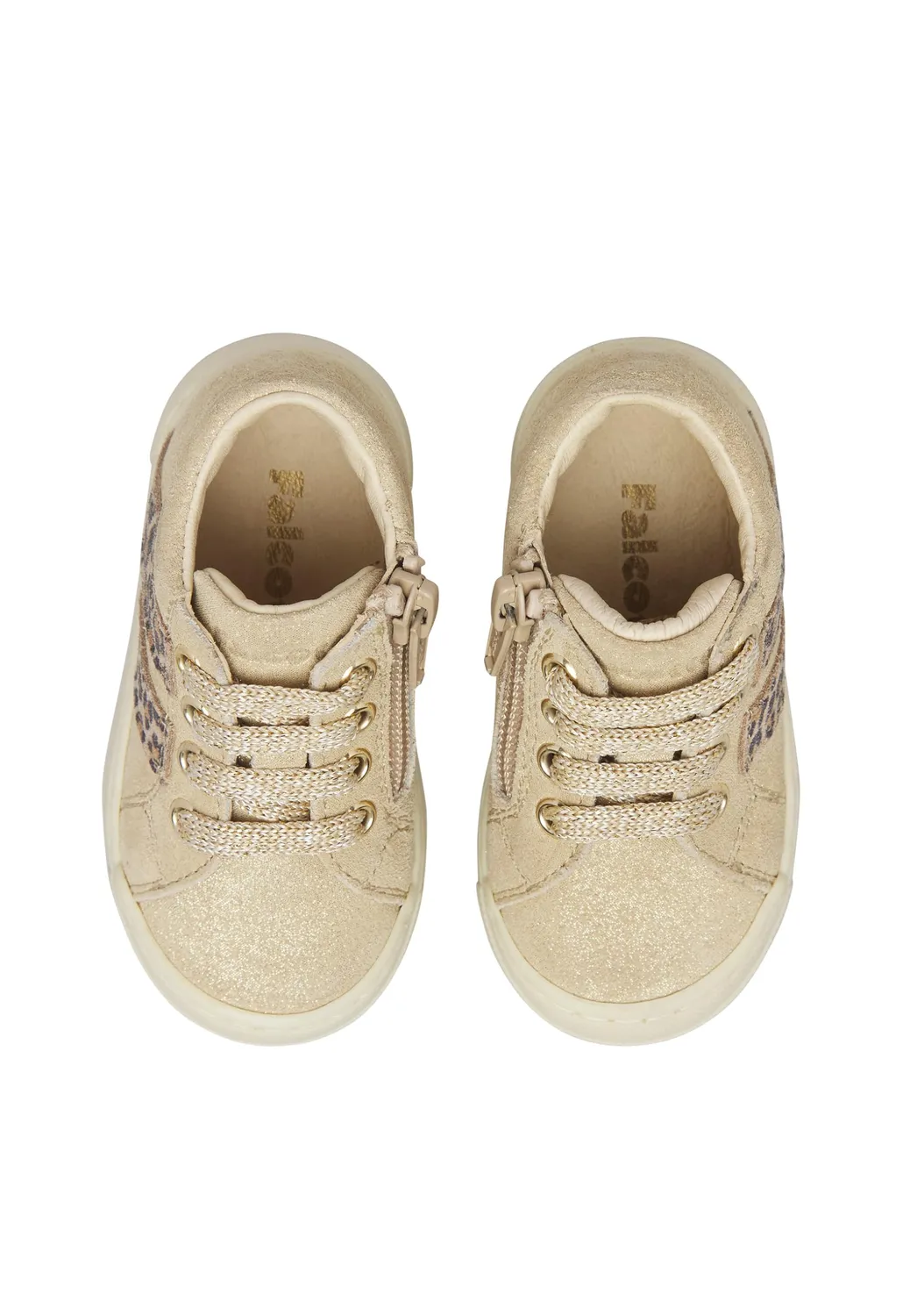Falcotto baskets enfant suède paillettes zip lacets