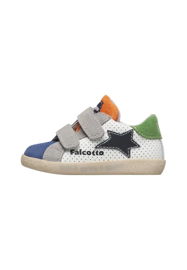 Falcotto baskets enfant cuir daim logo scratch