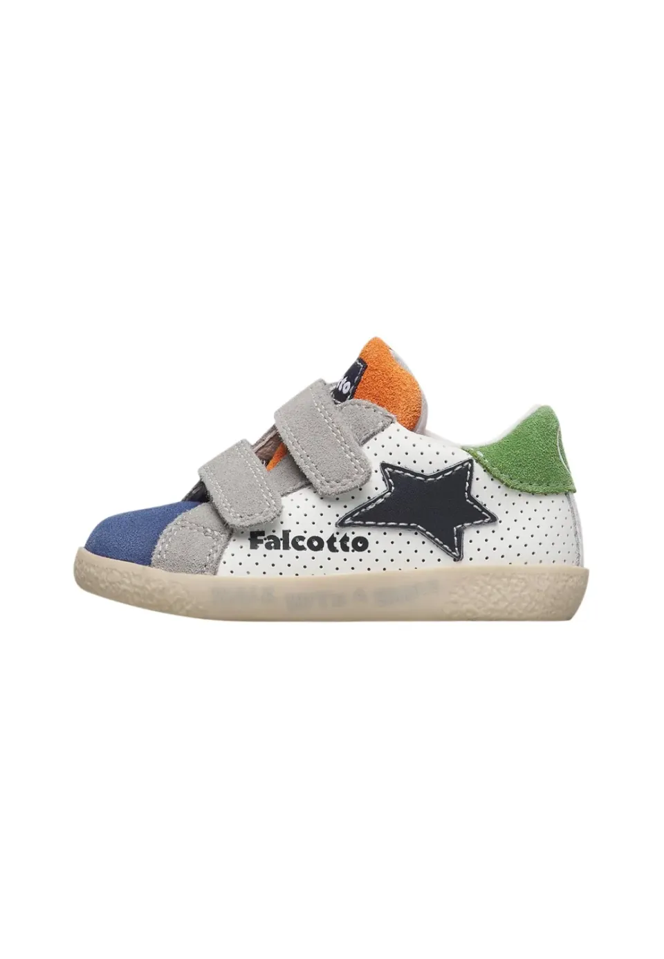 Falcotto baskets enfant cuir daim logo scratch