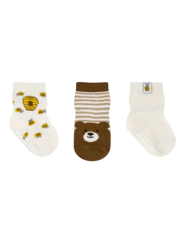 Robeez Oh Honey chaussettes bébé lot de 3 beige