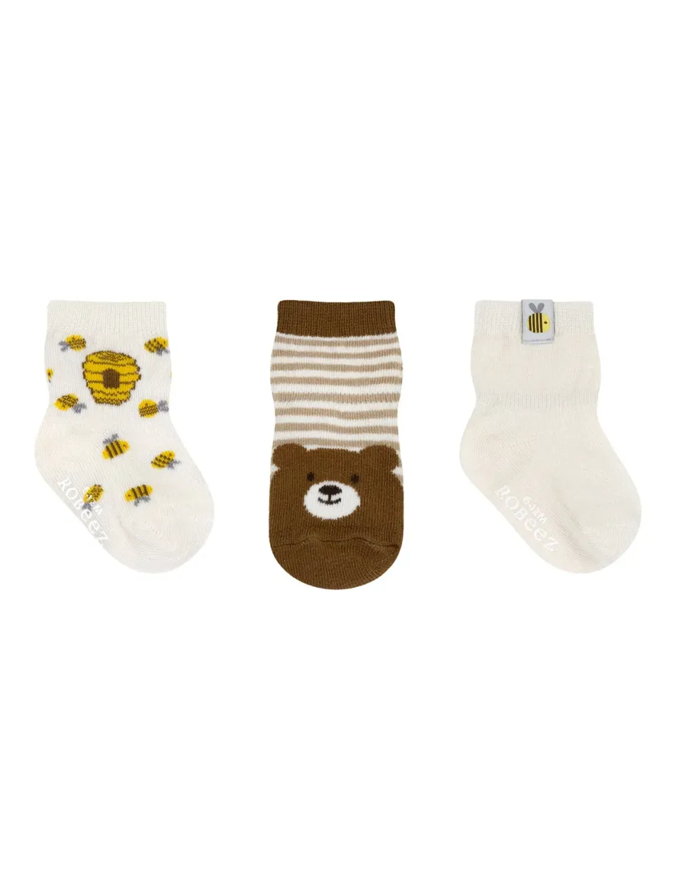 Robeez Oh Honey chaussettes bébé lot de 3 beige