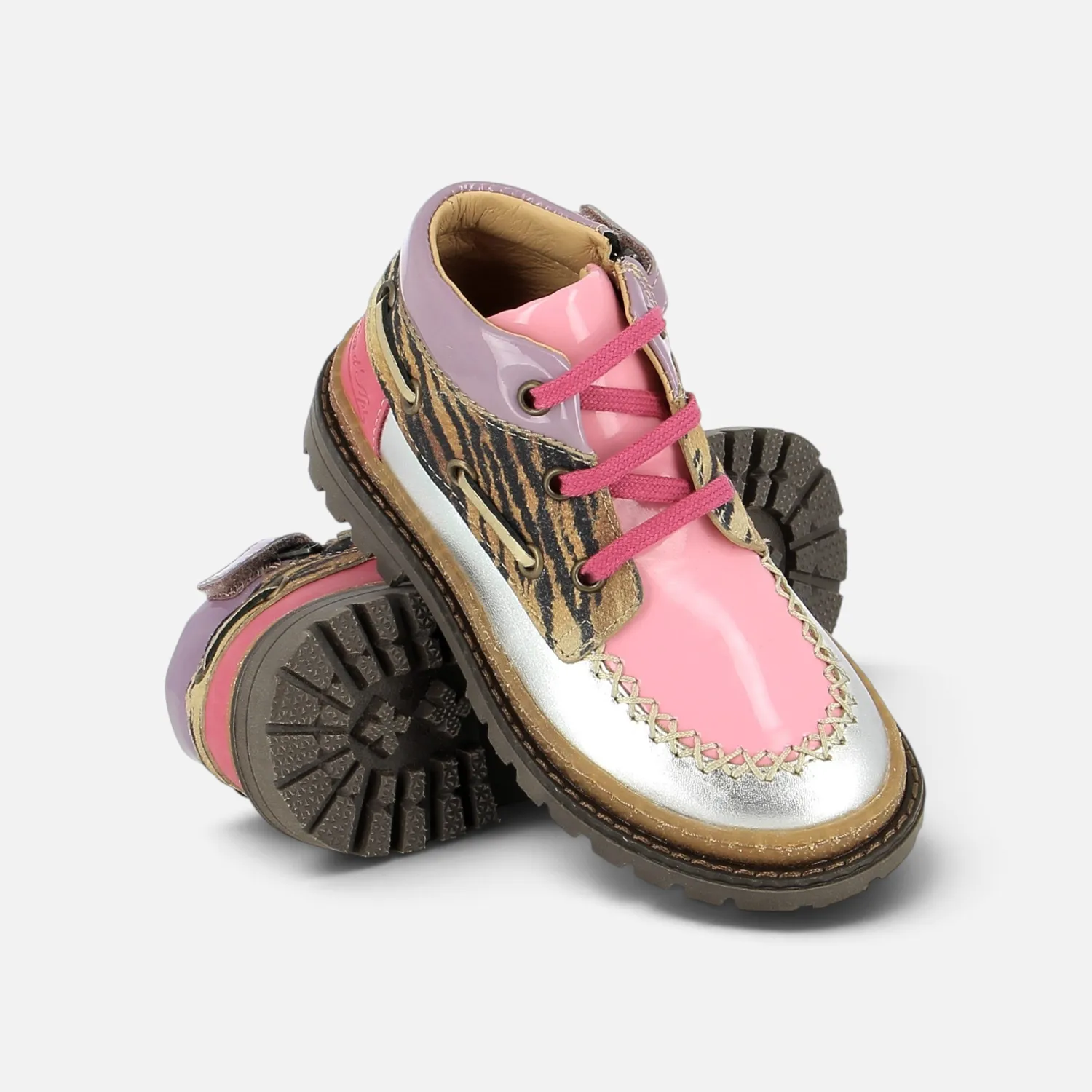 10is Wall Boat chaussure ville cuir Silver-Multi