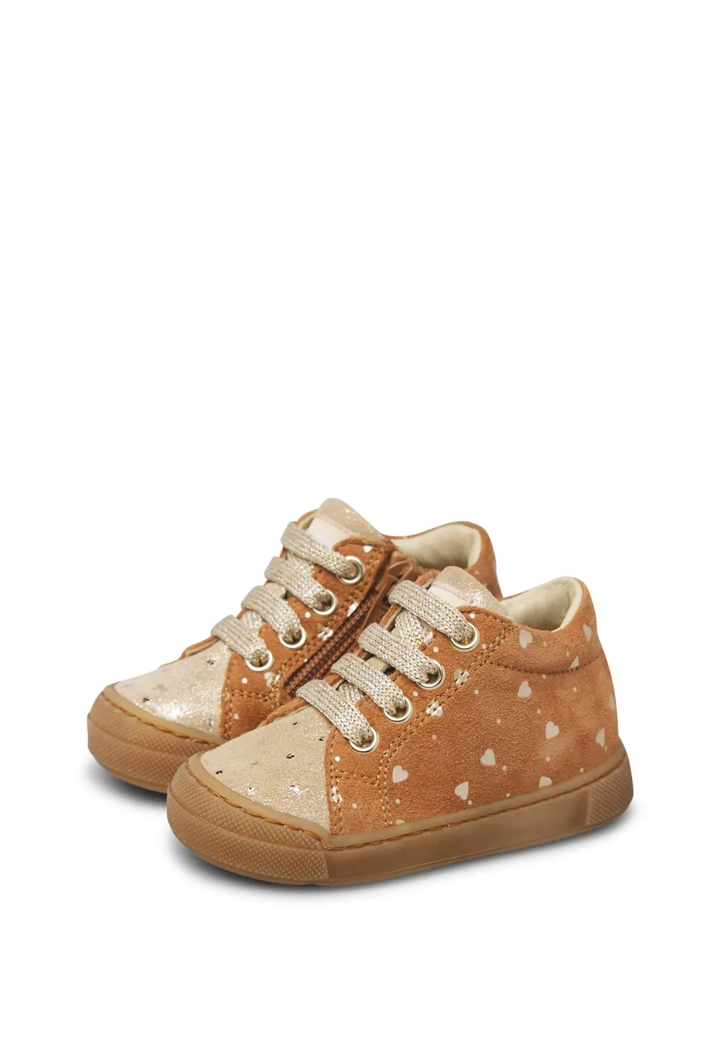 Falcotto baskets enfant suède coeurs zip lacets