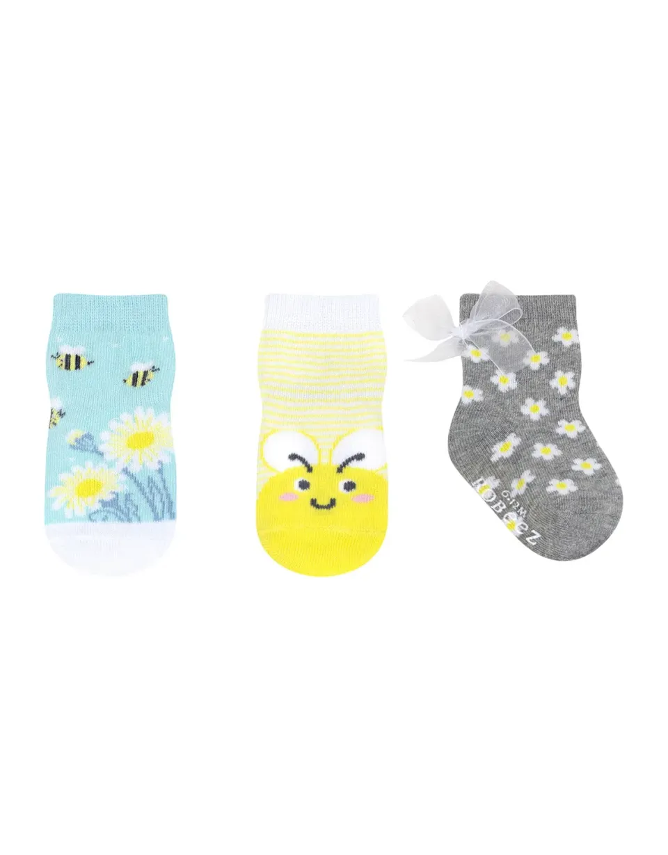 Robeez Busy Bee chaussettes bébé jaunes lot de 3