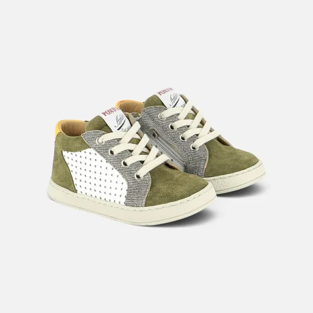 10is Mousse Lace Perfo baskets cuir enfant