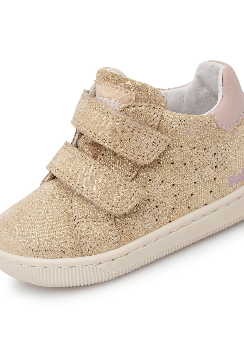 Falcotto baskets cuir et suède fille pailletées