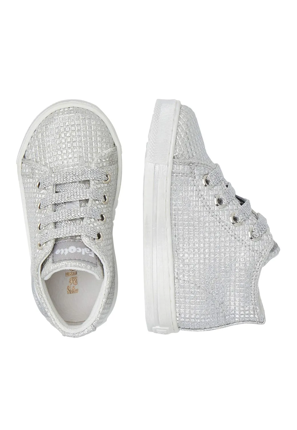 Falcotto Magic-Sneaker baskets en cuir lamé argent 23
