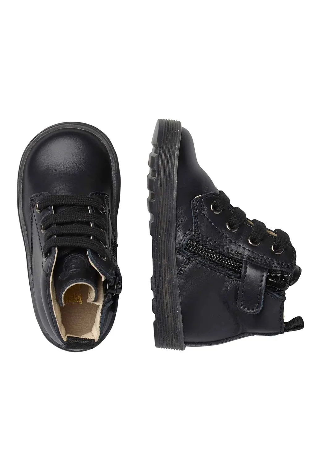 Falcotto bottine lacet cuir veau enfant zippée
