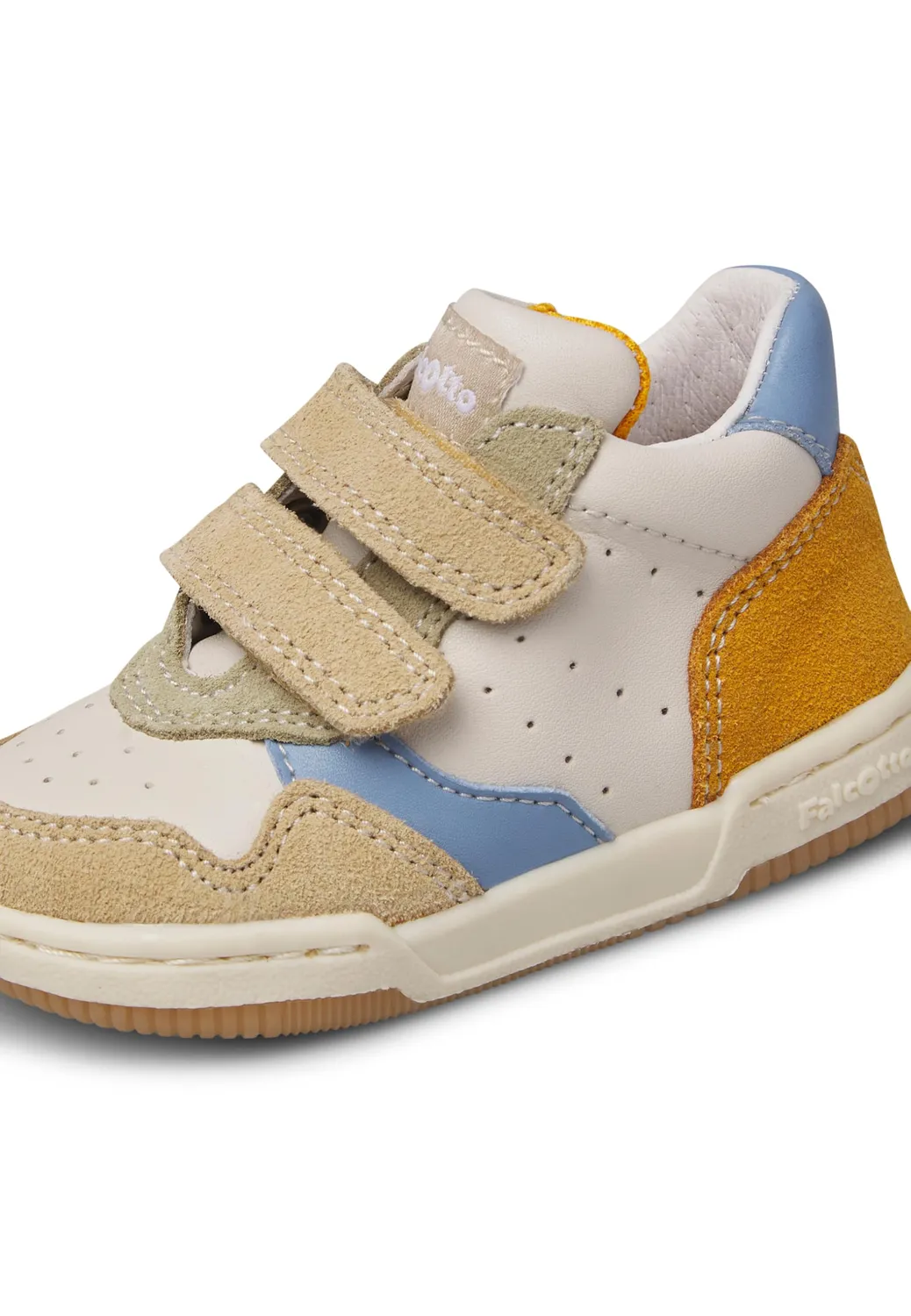 Falcotto Baskets Cuir Suède Enfant Double Velcro